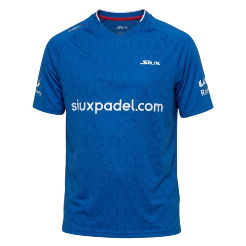Camiseta oficial de pádel Siux Diablo de Tino Libaak 2026 en color azul con patrocinadores oficiales.  