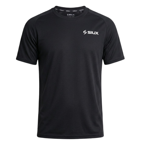 Playera tecnica de padel Siux Match 2026 color negro, diseño elegante de alta calidad. 